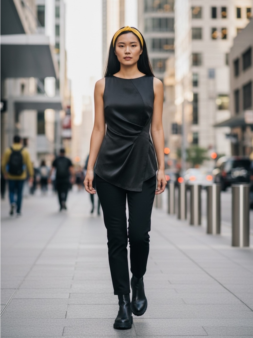 ZARA BASIC Collection Top Ruched Asymmetric Black Sleeveless Tank Womens XS